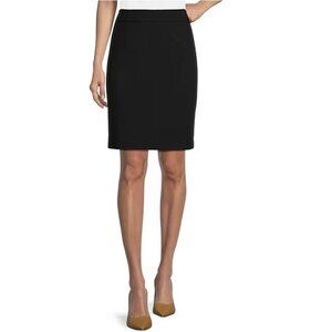 Calvin Klein High Rise Luxe Stretch Knee Length Black Lined Pencil Skirt